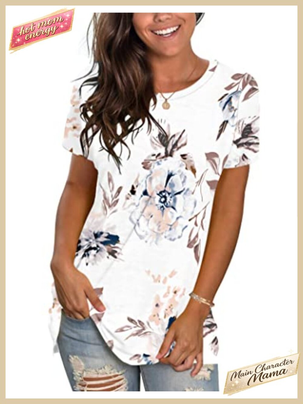 Womens Short Sleeve Crewneck T-Shirt Loose Fit Summer Basic Tee